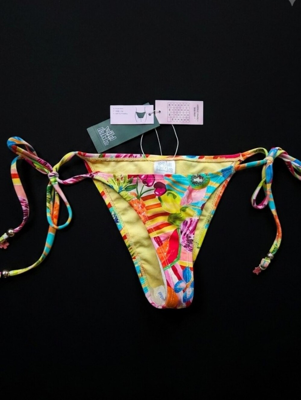 NWT - Wild Fable Fruit & Floral String Bikini Bottom (Size S) BOTTOM ONLY